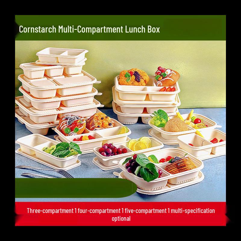 Eco-Friendly 4-Compartment Corn Starch Food Container
