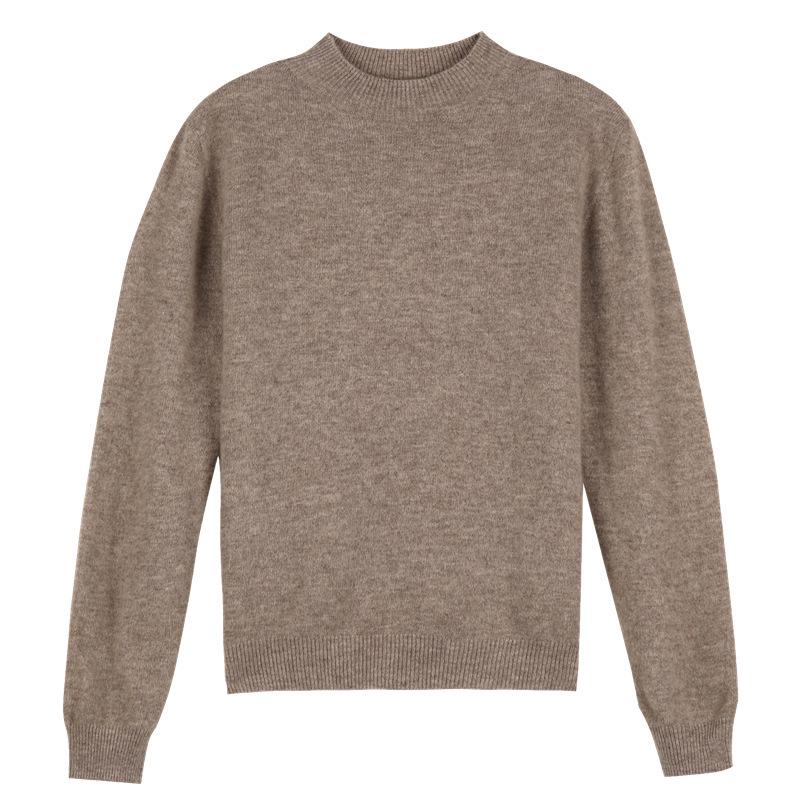 24 Early Autumn Seamless Knit Pullover Sweater with Long Sleeves and Half High Neck