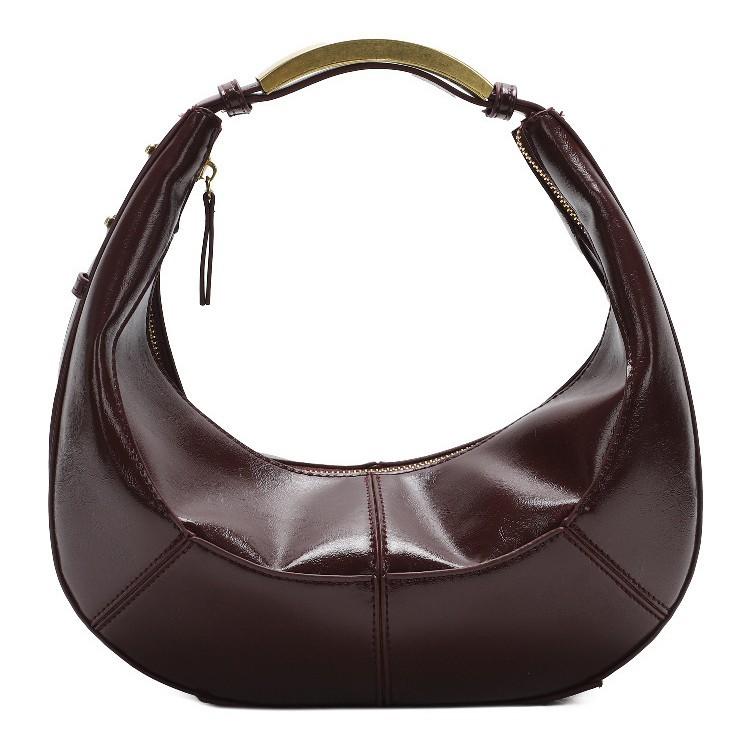Metal Handle Crescent Bag Women'S Niche Design High-End Underarm Bag Commuting Half-Moon Shoulder Women'S Bag