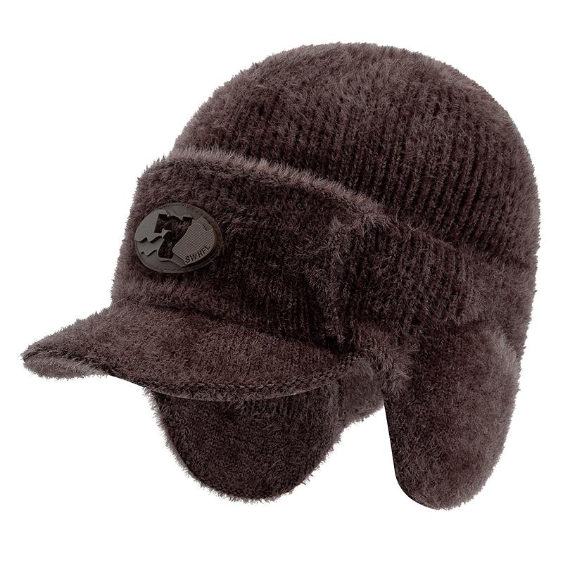 

Новые Унисекс Зимние Шляпы Денди Меховая Шапка С Ушками Повседневные Шапки Бини Для Мужчин Женщин Для Улицы Сохраняют Уши В Тепле Вязаная Шапка 56cm-60cm кофейный