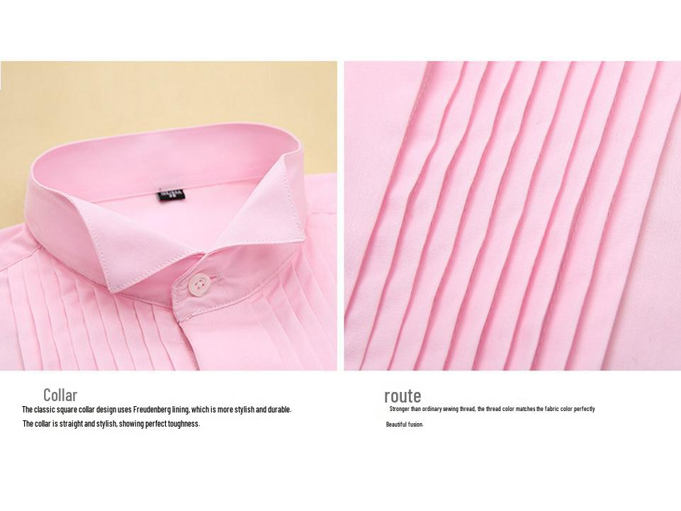 Stylish Wedding Studio Men's Solid Color Collared Shirt