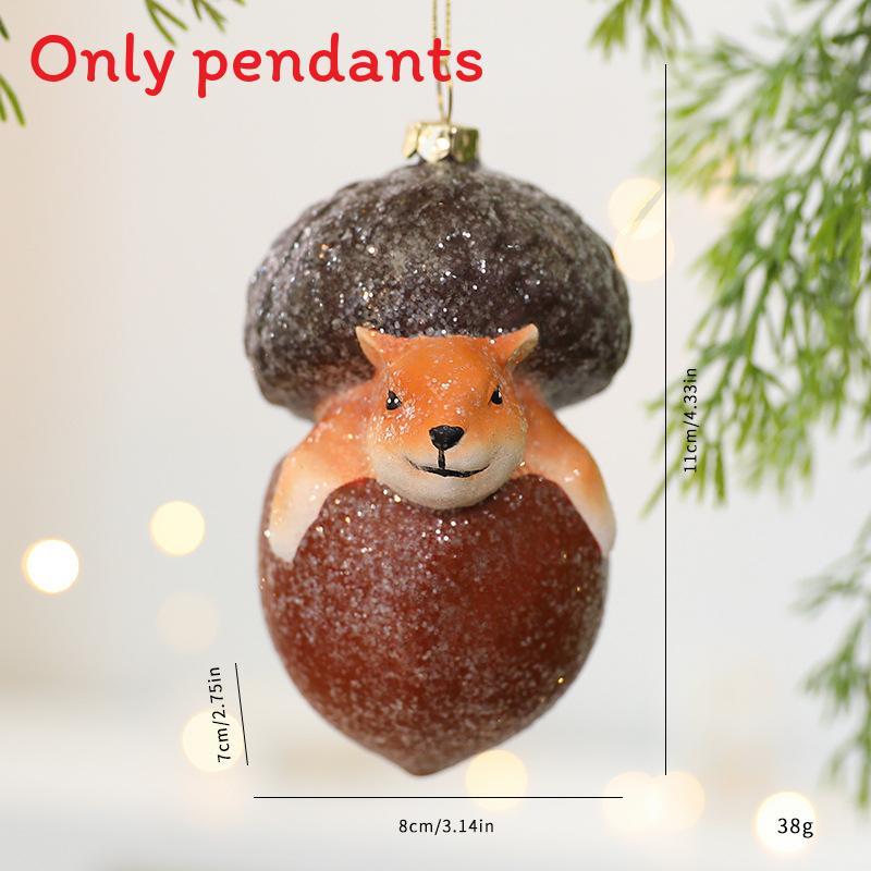 Festive Christmas Tree Ornament Squirrel Hedgehog Design Plastic Hanging Decor
