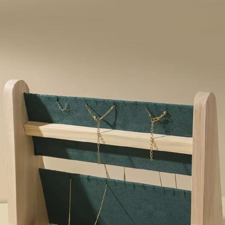 Practical Wood Necklace Holder Double Deck Wood Necklace Stand Organizers For Easy Access And Display At Homes