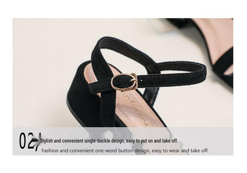 Women's Summer 2026 Mid-Heel Chunky Sandals with Single Strap – Perfect for Pairing with Skirts