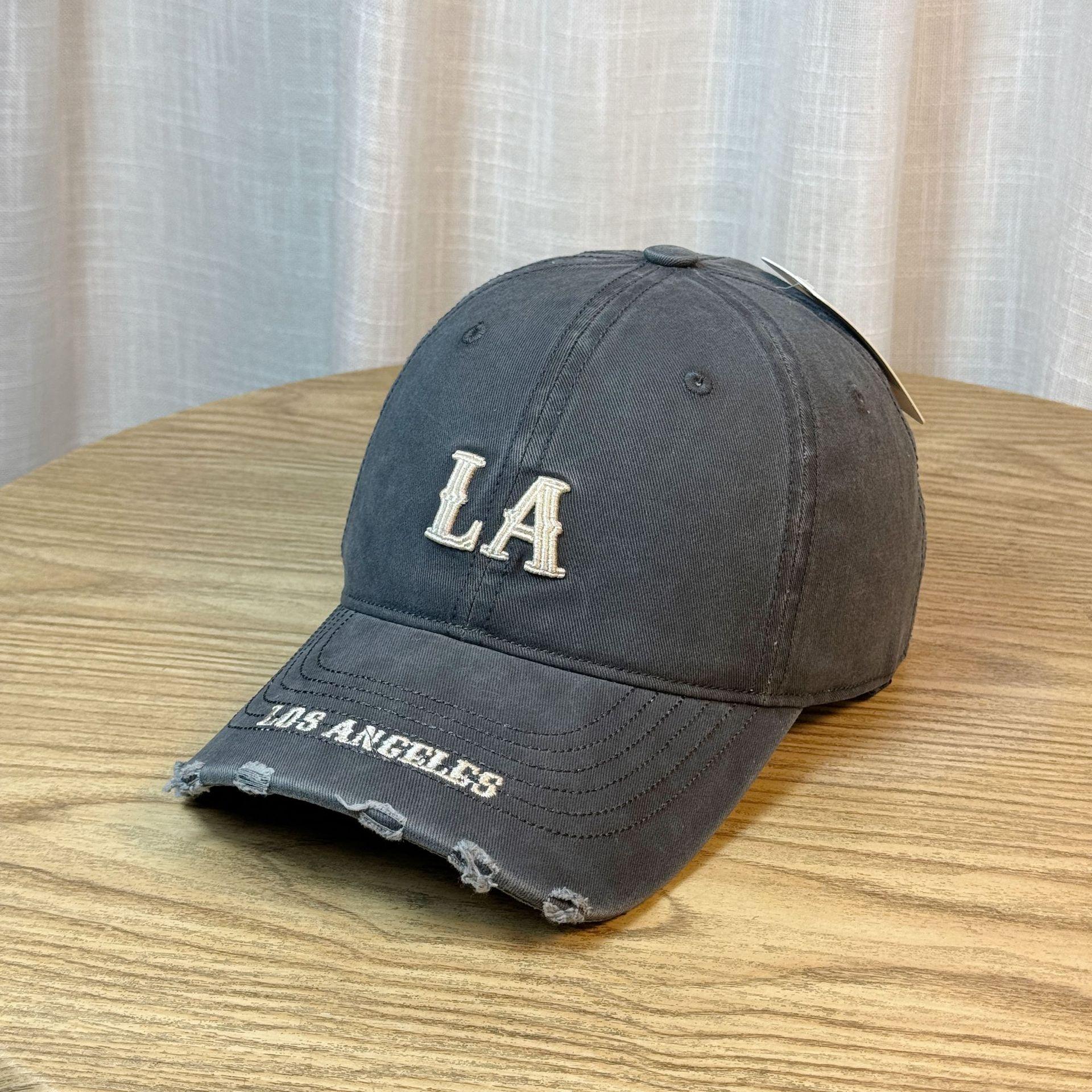 

New LA Baseball Cap for Women Korean Style Embroidered Peaked Cap Deep Top Sunshade Small Face Adjustable
