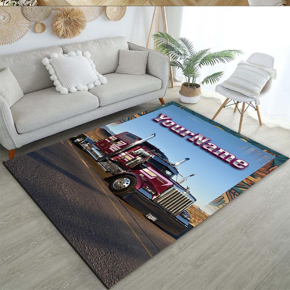 Kw Heavy Trucks Personalized Name Floor Rug Office Rug Suitable for Living Rooms Foyer Outdoor Hallway Anti-slip Rug Anime Office Decor