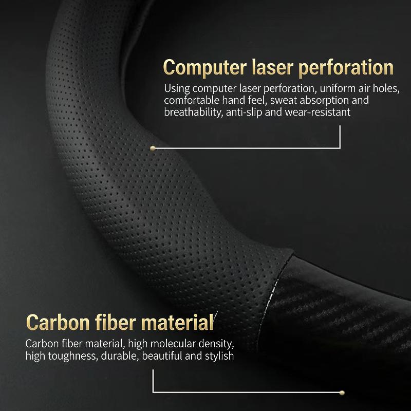 Carbon Suede Fiber Car Steering Wheel Cover Breathable And Sporty All Season Universal Anti Slip And Wear-Resistant Handle Cover