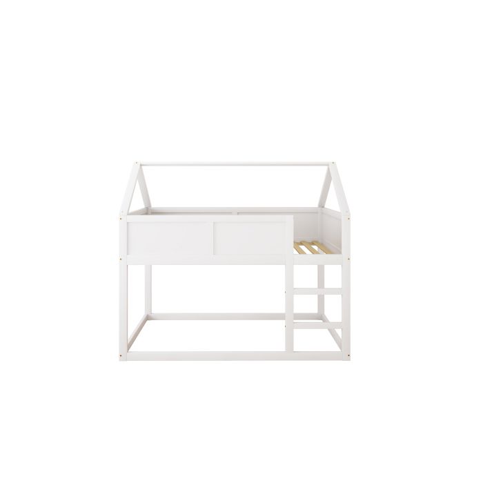 Lit superposé pour enfants - MUVOE - 90x200 cm - Bois massif - Blanc - 2 places