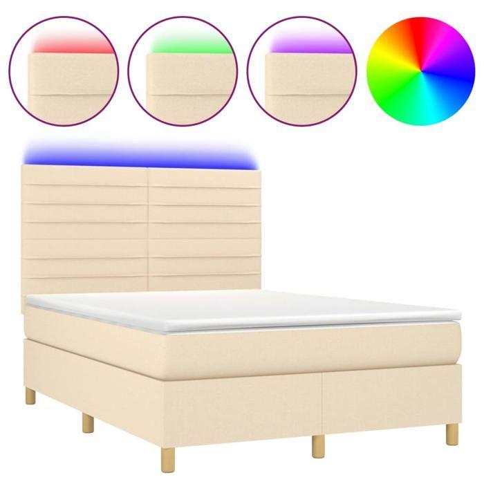 VidaXL Sommier à Lattes de Lit avec Matelas et LED, Lit Rembourré, Lit Double, Lit Adulte de Chambre à Coucher Intérieur, 3135522