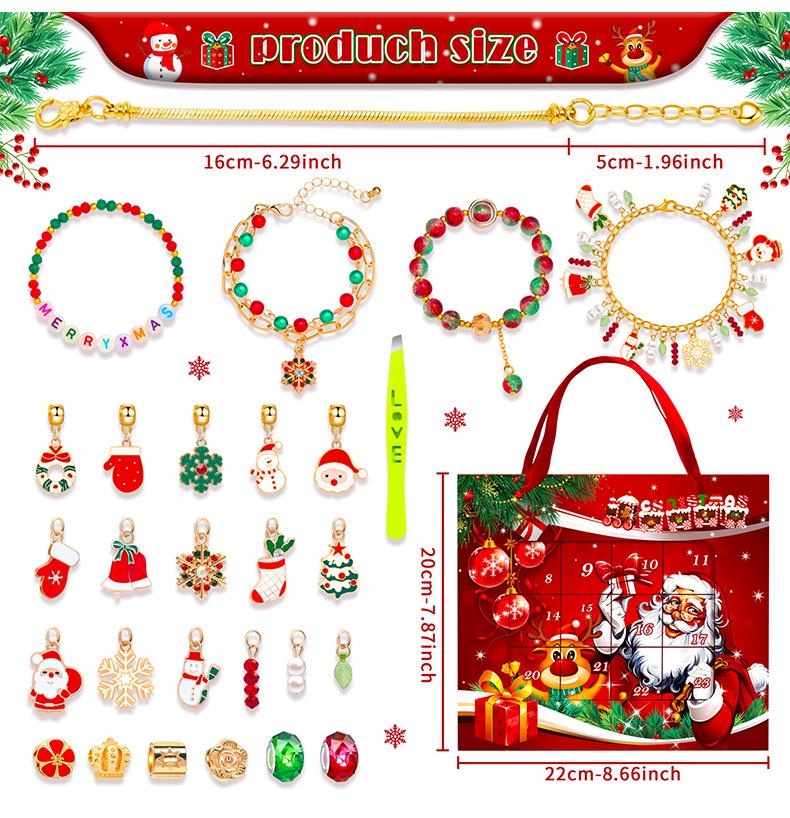 DIY Christmas Snowflake & Santa Puzzle Beaded Bracelet Set for Children & Women
