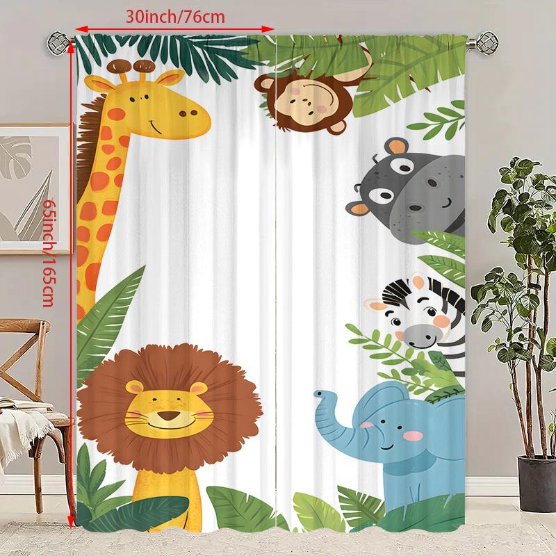 

2pcs- Cute little animal polyester curtains, pole bag curtains 42*84, bedroom, living room, home room, party decoration 29Wx64L(75x166CM)x2