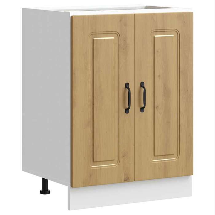 VidaXL Base Cabinet for Sink Kalmar Artisan Oak Engineered Wood, Kitchen Base Cabinet, Kitchen Base Cabinet with 853446