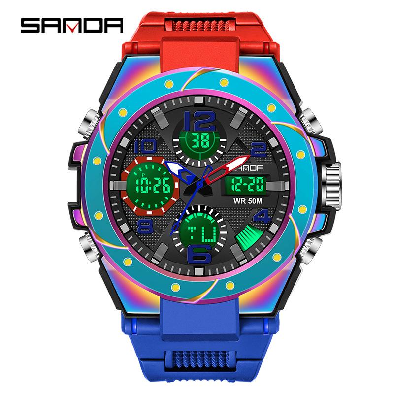 SANDA 739 Men's Dual Display Multi-function Waterproof Sports Watch