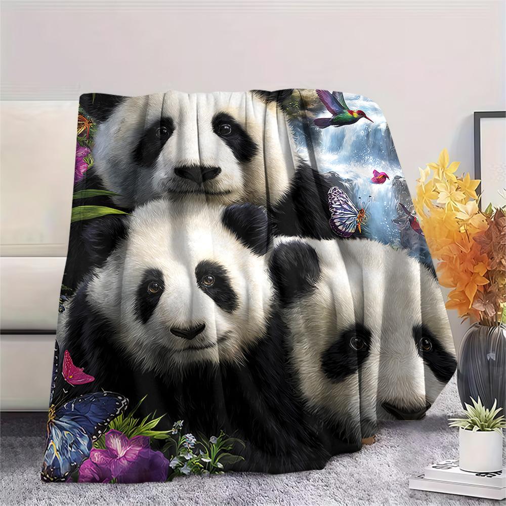 Pandas Print Flannel Blanket, High quality Comfortable for All Seasons, Home Decor, Warmth and Comfort, Perfect for Christmas Gifts
