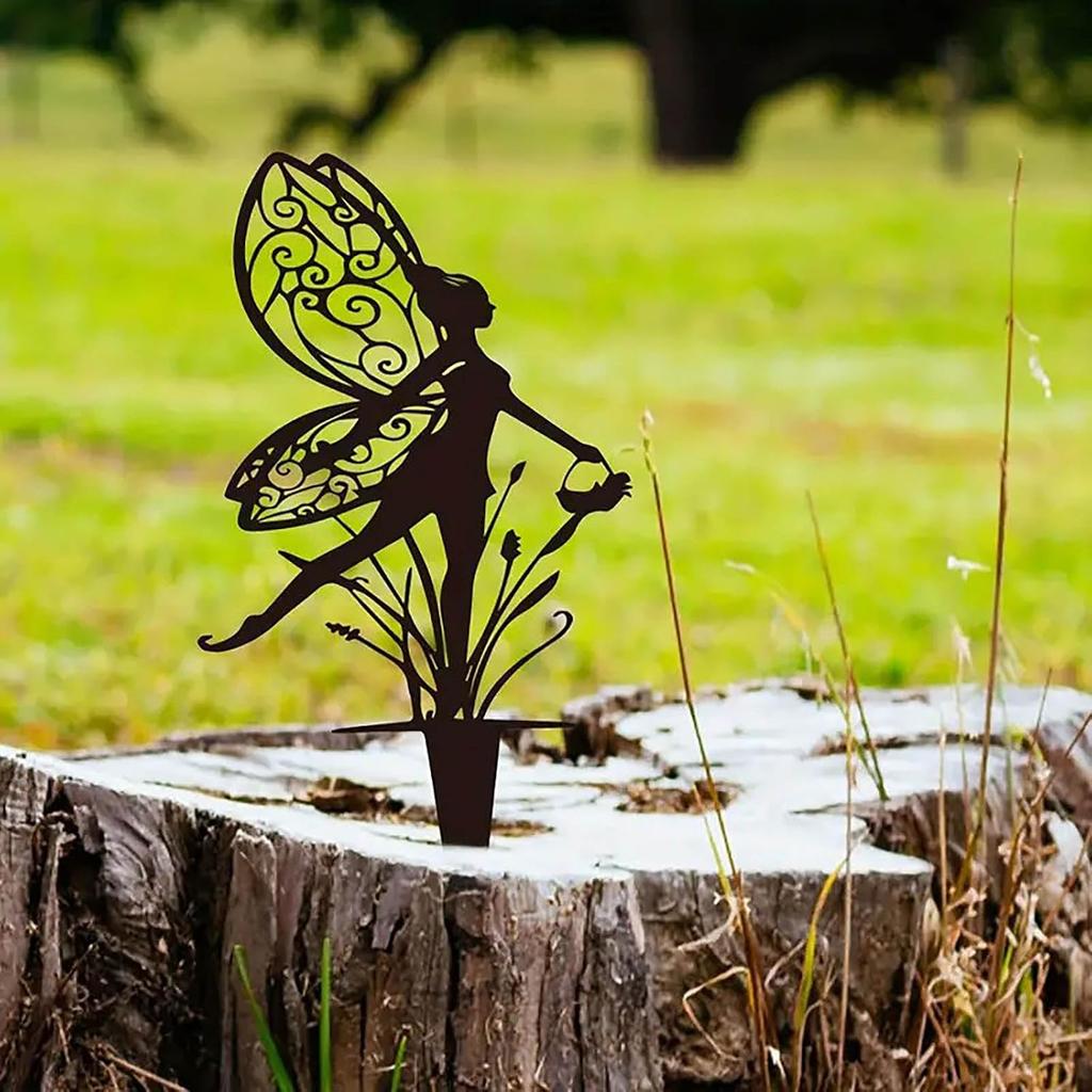 Garten Dekorations Blumen Elfen 3er Set, Metall Märchen Statue, Geeignet für Hof, Blumentopf, Rasen, Dekoration Geschenk