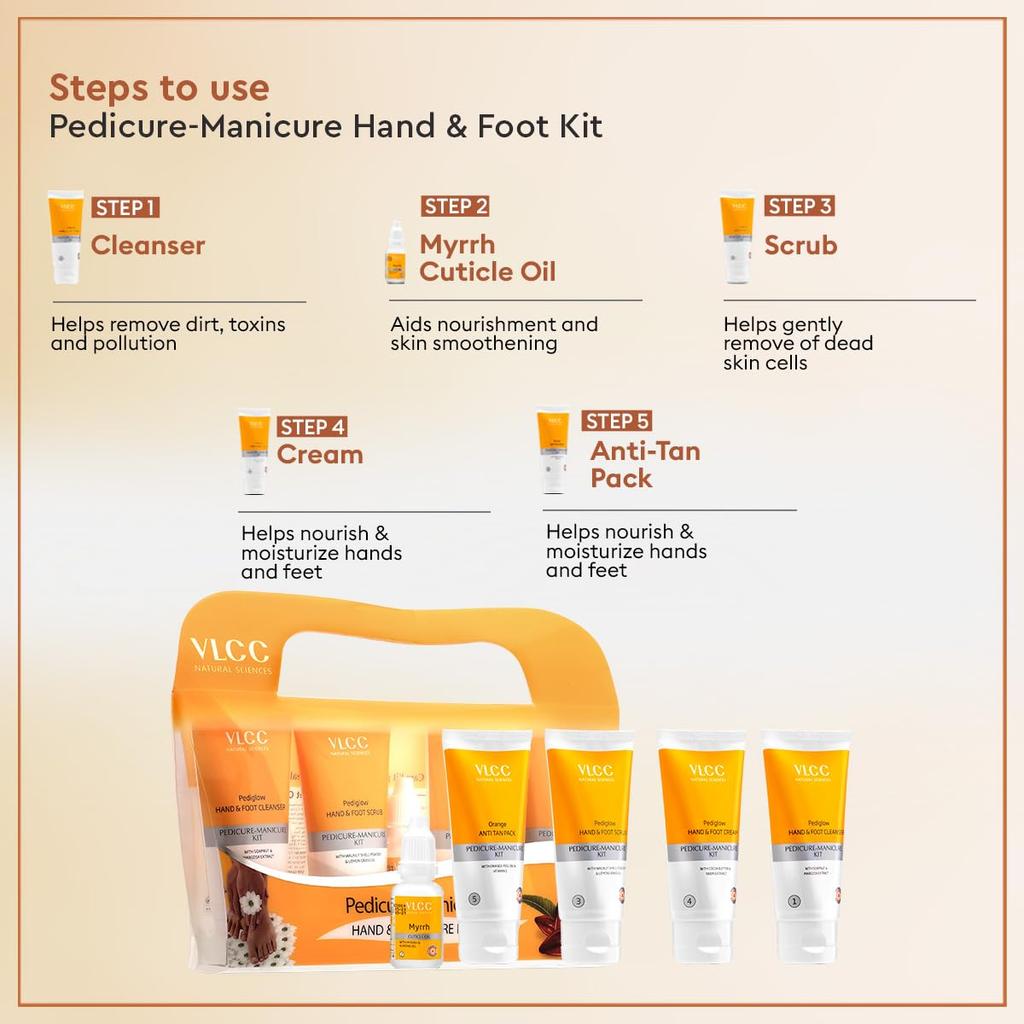 VLCC Kit Pedicure Manicure Mani e Piedi 150g Crema + 60ml Olio Detergente Scrub Maschera Anti-Abbronzatura
