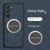 Business Retro Matte Lambskin Leather Case For Samsung M56/16 A56/36/26/16/06 A55/35/25 Metal Magnetic Car Holder TPU Soft Cover