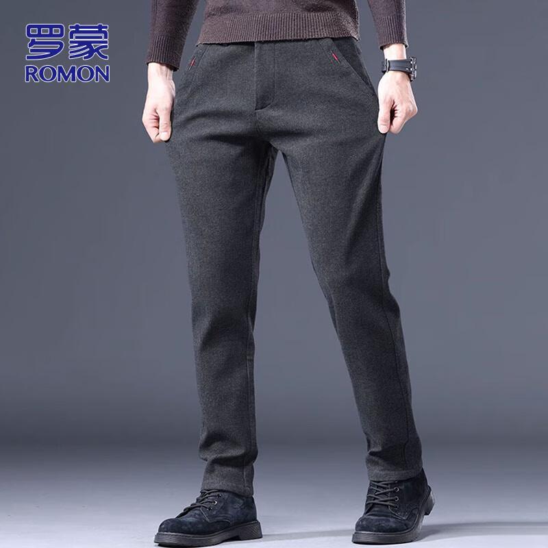 ROMON Men's Stretch Slim-Fit Straight Casual Pants