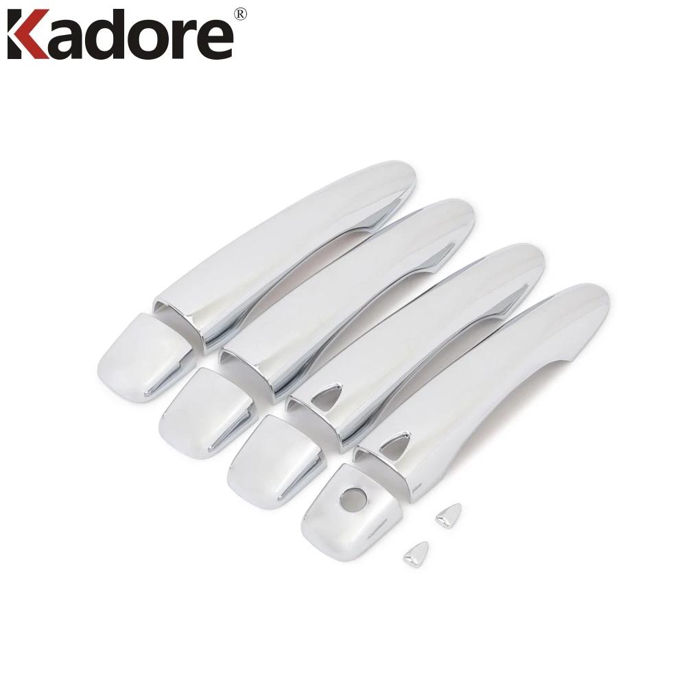 For Nissan Kicks 2017 2018   Carbon Fiber Car Door Handle Cover Trim Side Handles Catch Cap Frame Overlay Accessories Chrome 3 holes