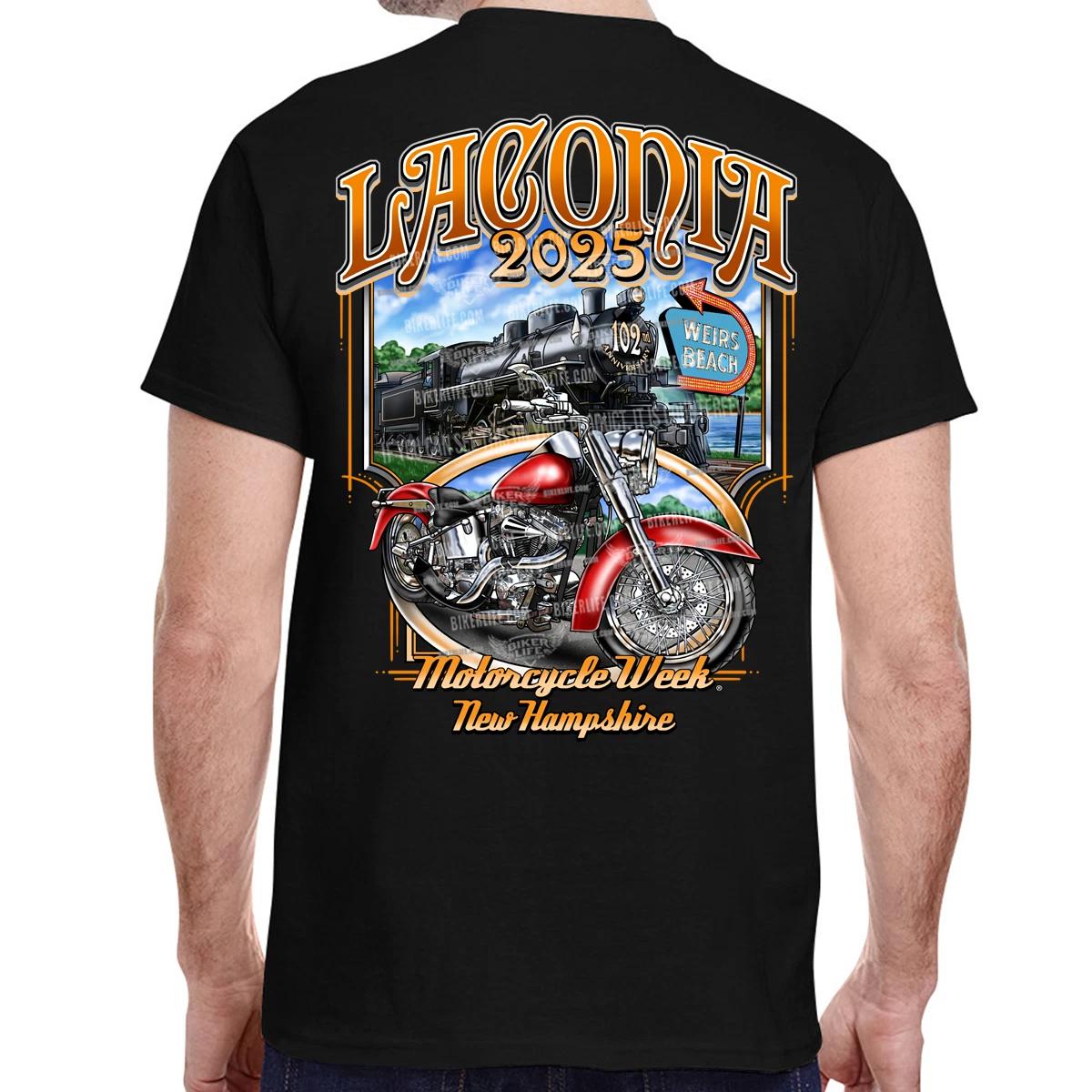2025 Laconia Motorcycle Week Black Train T-Shirt No Harley XXXL