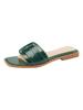 Green women's cool slippers casual square head lazy flat bottom 2025 summer new outer wear one word outer wear slippers