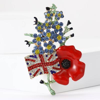 Creative Rhinestones Union Jack Poppy Brooch Versatile Fashion Men'S And Women'S Clothing Brooch Ornament Pin