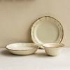 Retro Ceramic Tableware Set, Lace Gold-Painted Bowl Plate Combination, Household Rice Bowl Plate, Vegetable Plate