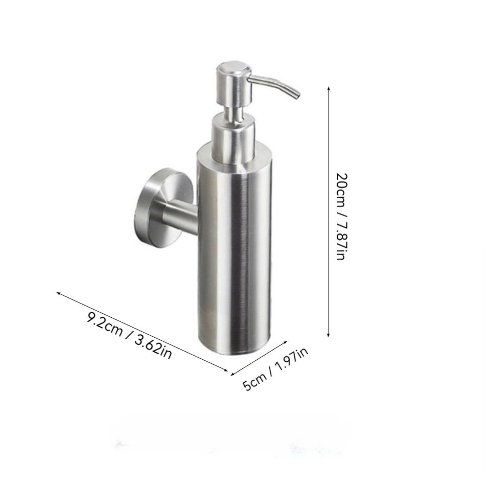 

1pc Stainless steel soap dispenser; hotel wall-mounted shower gel and hand sanitizer press liquid box; kitchen soap bottle. срібний