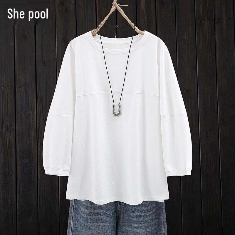 Women s Relaxed Fit Solid 3/4 Sleeve Cotton T-Shirt M белый