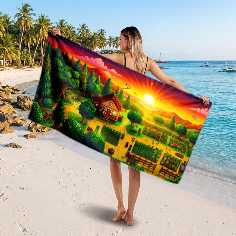 Large Beach TowelStardew Valley Soft Absorbent Towel Beach Bath Home Use