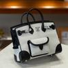Canvas Swift Leder Tasche Kontrastfarbe 25CM