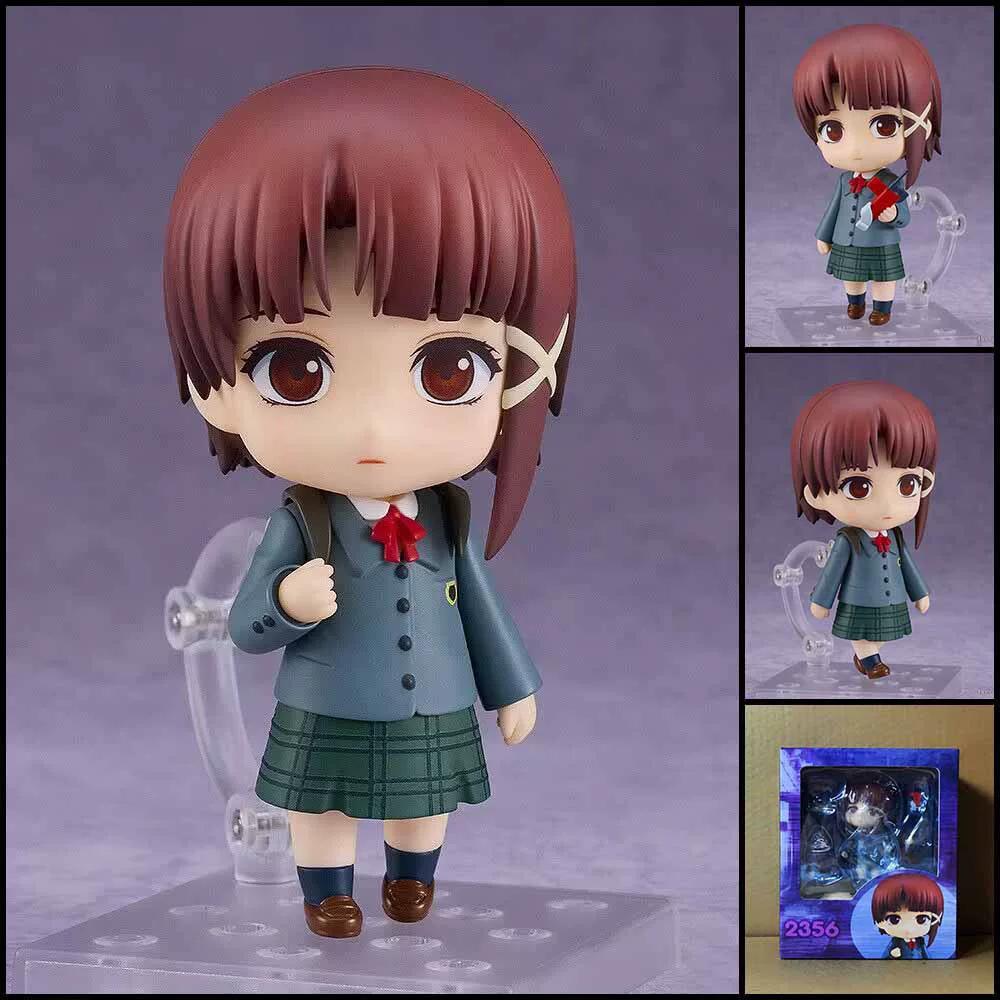 Q Version Nendoroid #2356 School Uniform Iwakura Lain Action Figures Interchangeable Faces Articulated Model Doll Anime Toy Gift