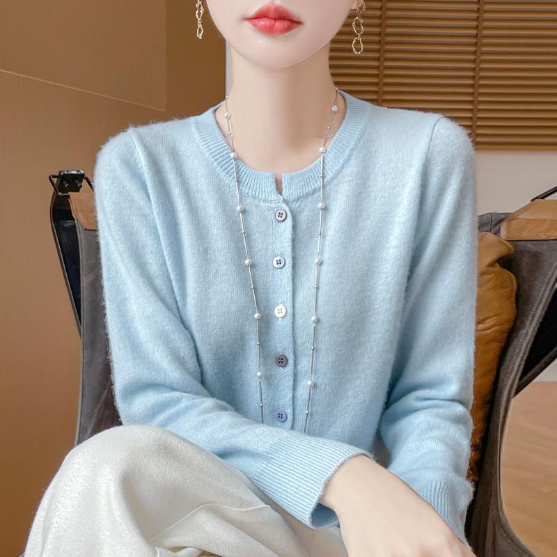 

Женский кардиган Qinghe Cashmere из 30% кашемира - Мягкий и теплый свитер из шерстяной смеси L синий