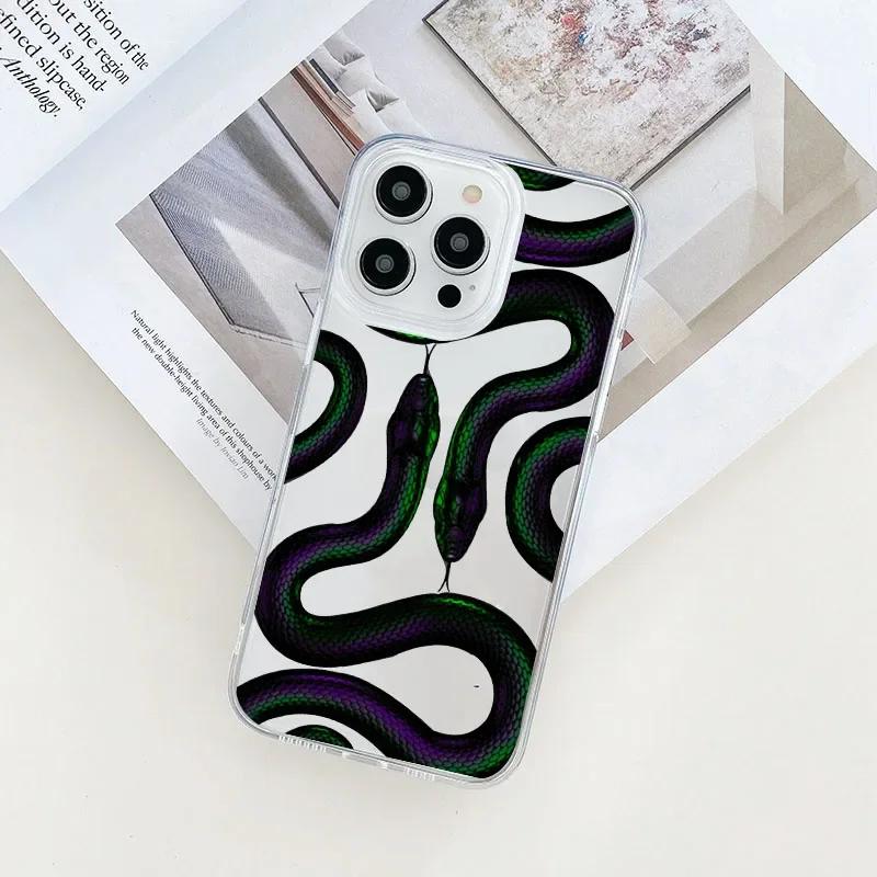 Luxurious Gold Snake Clear Case for IPhone 16 12 14 13 11 Pro Max Mini X XR XS 15 8 Plus Case Dragon Fundas for IPhone 13 Cover
