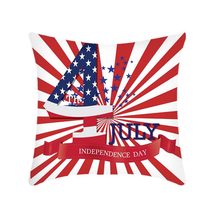 Independence Day Letter Flag Print Sofa Cushion Cover Home Holiday Pillow Cover