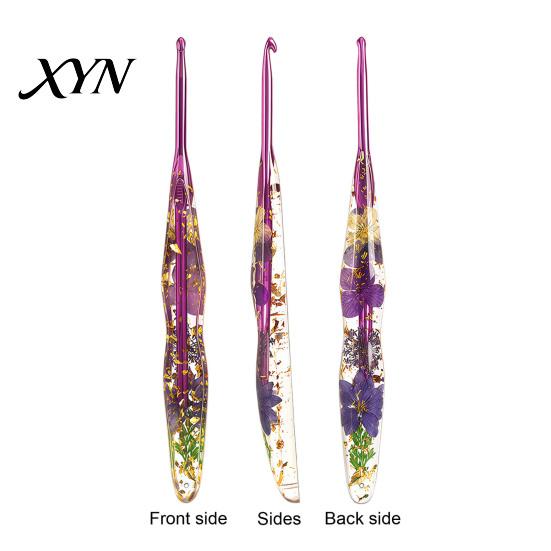 Decorative Crochet Needle Resin Hook for Beginners, Crocheting Lovers, 2.0mm-8.0mm Ergonomic with Long Floral Handle Blankets, Dolls, Shawls,