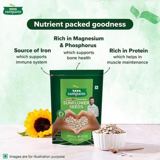 Tata Sampann Pure Sunflower Seeds, 200g, Rich in Dietary Fibre & Protein, Source of Iron (Pack of 2)