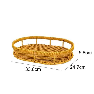 Cesto Pratico Intrecciato a Mano in Rattan Sintetico Ovale Multiuso Cesto Contenitore per Alimenti Scatola Contenitore di Grande Capacità Cucina
