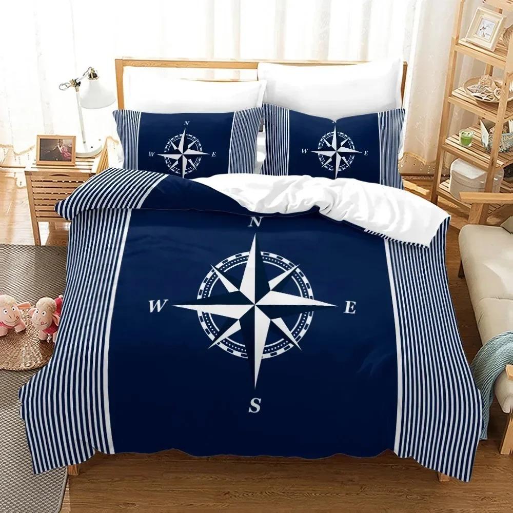 3D Print New Nautical Ocean Anchor Bedding Sets Ocean Spirit Duvet Cover King Queen Single Size Bed Linen Teens Boys Gift