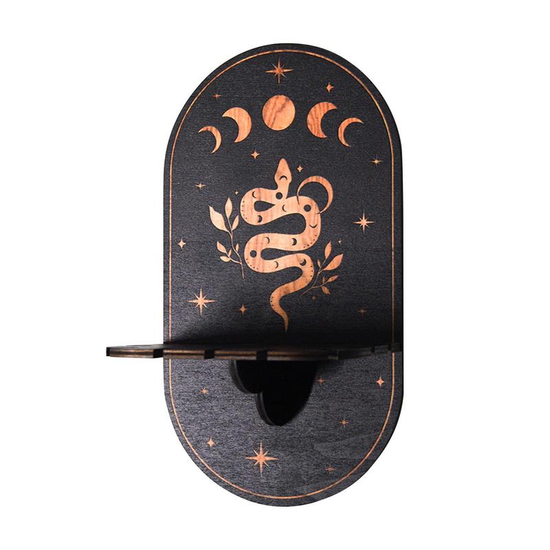 Black Crystal Display Stand Bohemian Hand Stand Witch Wooden Hanging Decorative Stand And Crystal Stone Shelving Wall Shelves