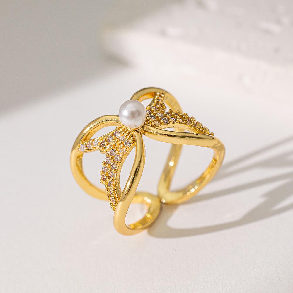 Micro-Inlaid Zircon Fashion Open Ring - Adjustable Luxury Index Finger Jewelry for Women