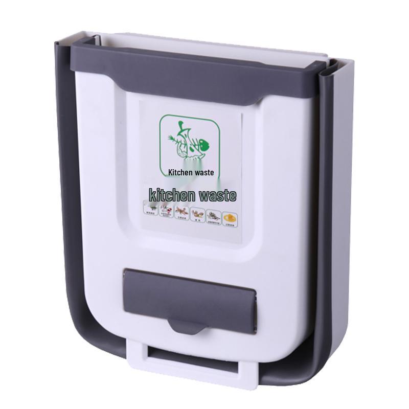 Foldable Wall-Mounted Kitchen Trash Bin: Hanging Hygiene Bucket for Cabinet Doors