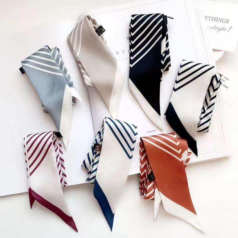 small silk scarf simple stripe women's for Women, Aesthetic Hairband , Daily Party Holiday Gift Trendy
