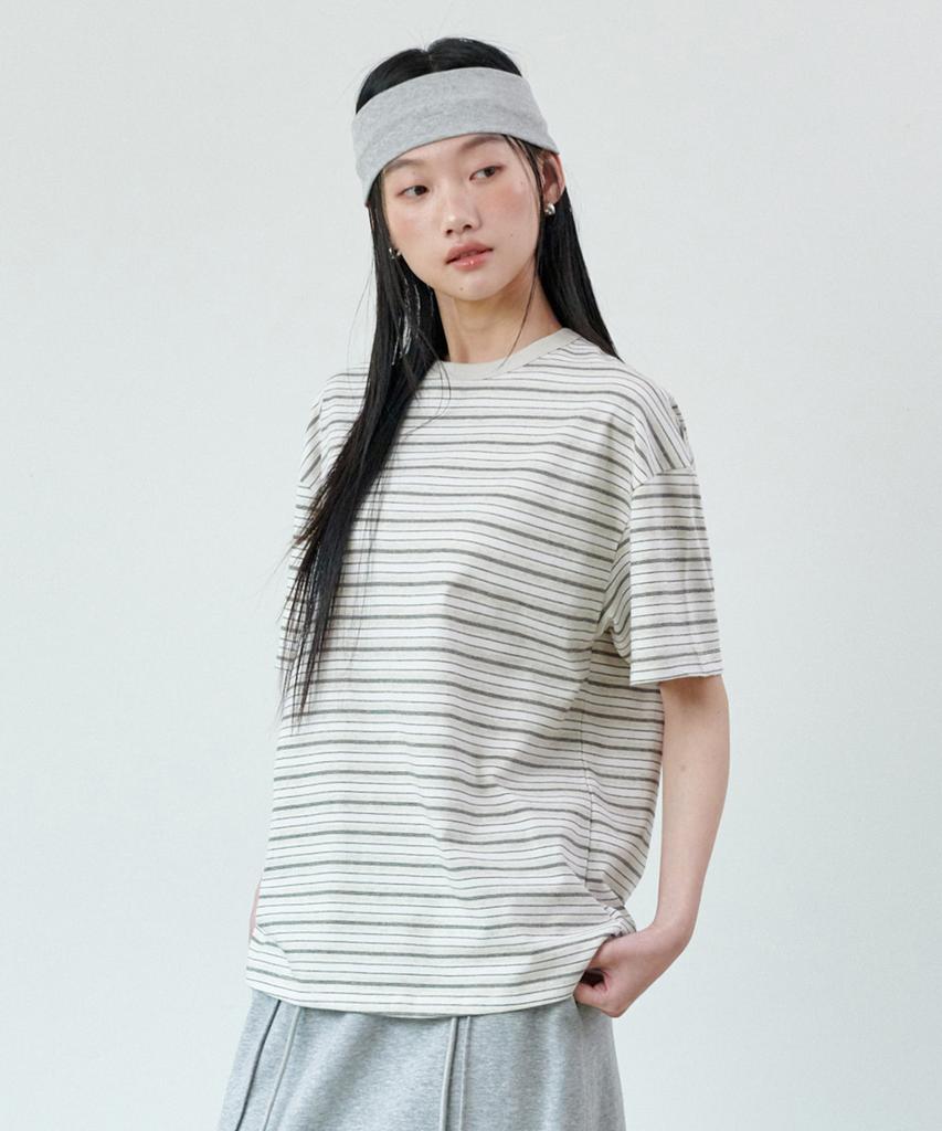 GLW [Unisex] Striped Short Sleeve T-Shirt Cream