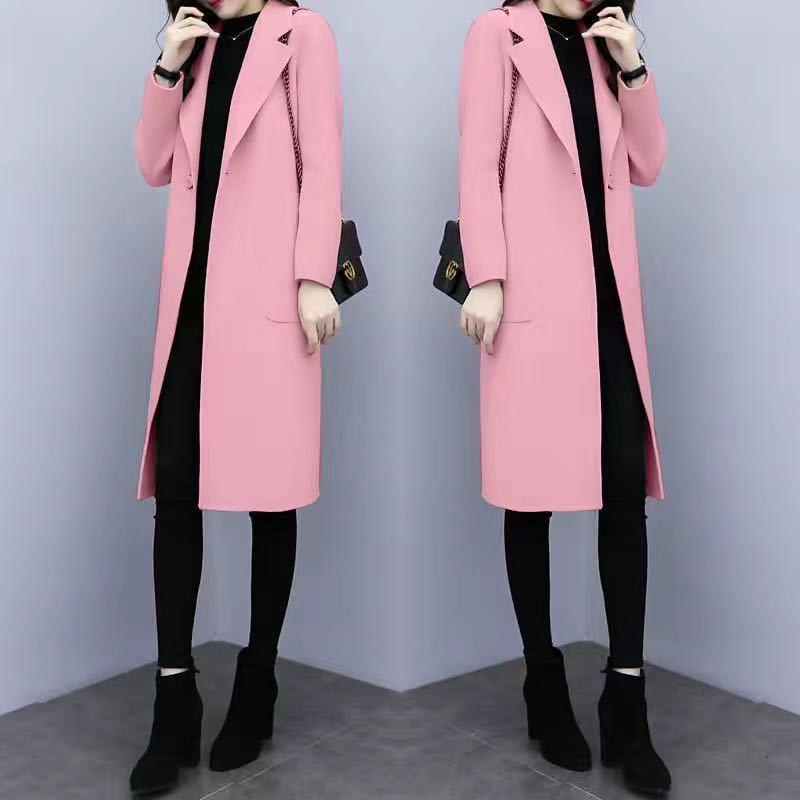Wollmantel Mittellang Lockerer Mantel Koreanischer Stil Trendig Herbst und Winter Verdickt Übergröße Damen Wollmantel