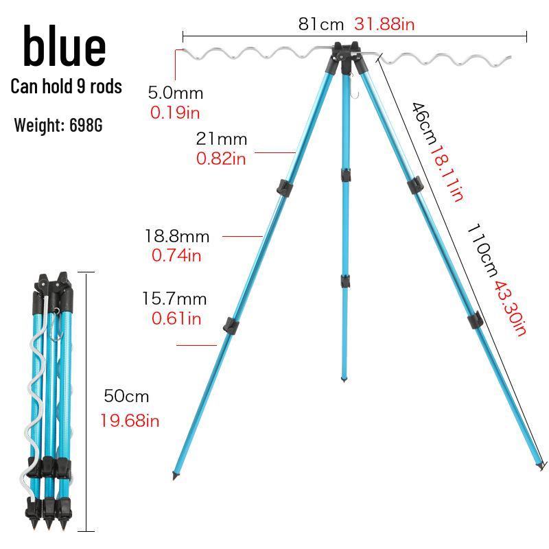 Infällbart aluminiumsurfiskespöställ Stativ för långa kast – Fiskeutrustning för flera spön utomhus