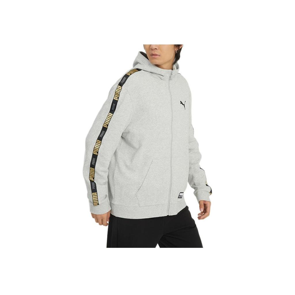 Puma Printed Logo Zip-Up Hoodie Jacket Unisex Tops Gray 539532-04