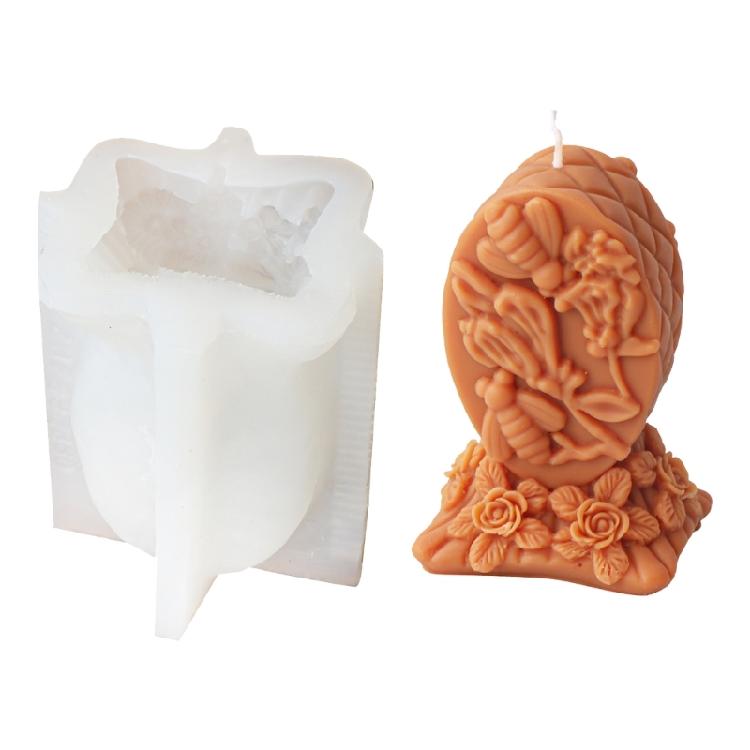 Decorative Resin Art Crafting Supplies Flexible Silicone Bees Flower Patterned Candle Molds for Candle Home Decorations
