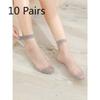 10 Pairs of Socks Ladies Summer Thin Anti-odour Short Stockings Anti-hooking Solid Colour Invisible Crystal Stockings