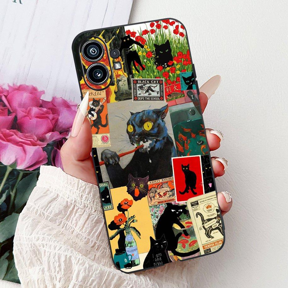 Phone Case 6.55" For Nothing Phone (1) One 1 A063 Soft Black Silicone Shockproof Back Cover For Nothing Phone1 Cartoon Funda New